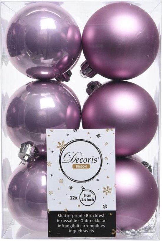 Onbreekbare lila paarse kerstballen 6 cm 24 stuks kerstversiering