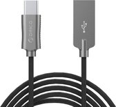 Orico hoge kwaliteit 2.4A fast charge / quick charge / snellaad USB 2.4 A USB-C kabel Geweven denimstof  - 1 meter zwart / grijs - geschikt voor tablets en telefoons