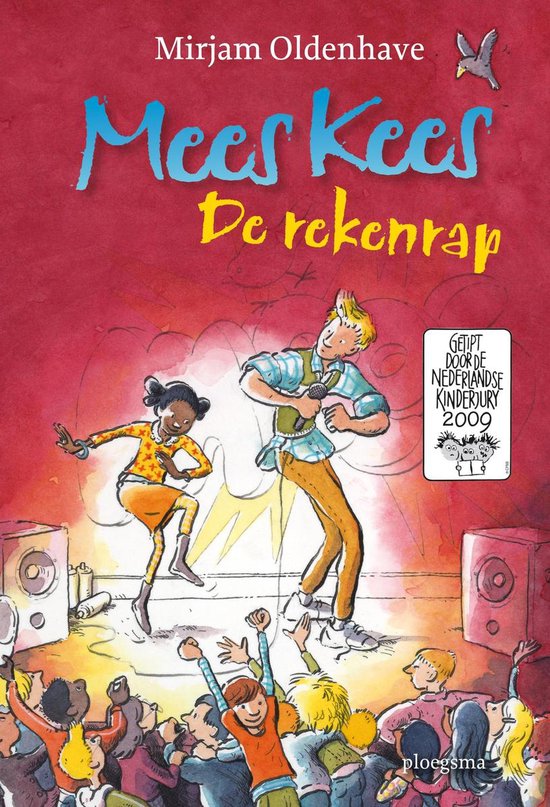 Boekomslag van "Mees Kees De rekenrap" met tekening van dansende kinderen en een publiek.