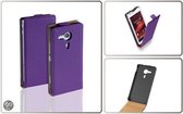 LELYCASE Premium Flip Case Lederen Cover Bescherm Hoesje Sony Xperia SP Lila