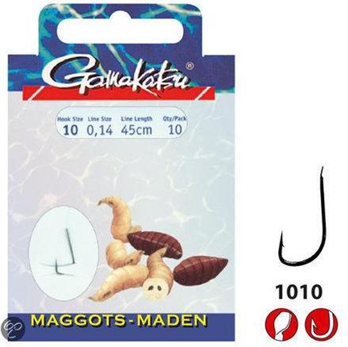 GAMAKATSU HOOK BKS-1010B MAGGOTS 45 CM Lijn: 0.18 Haak:10