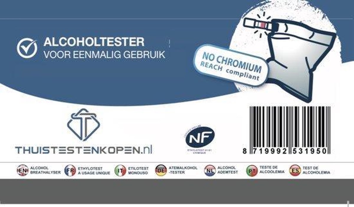 Alcoholtester - 4 stuks ademtester geschikt voor Frankrijk NF | bol.com