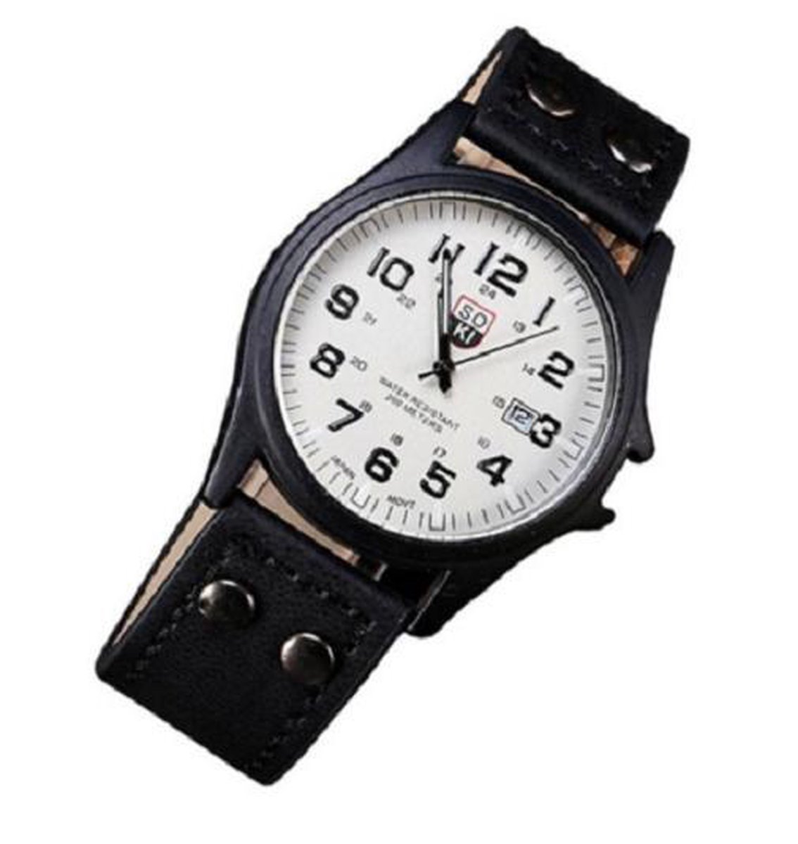 Hidzo Horloge Soki ø 37 mm - Zwart - Kunstleer