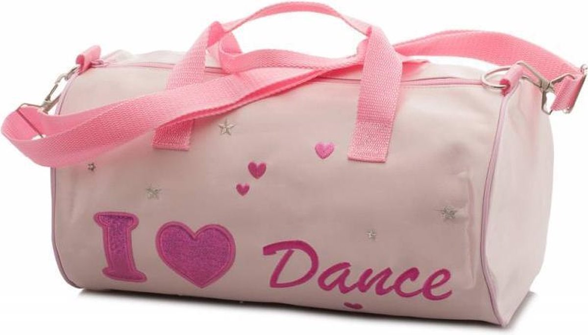 Roze ballettas schoudertas met I Love Dance