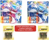 2x Bellenblaas pistool set dolfijn |speelgoed bellenblaas 2x dolfijn (incl. batterijen)