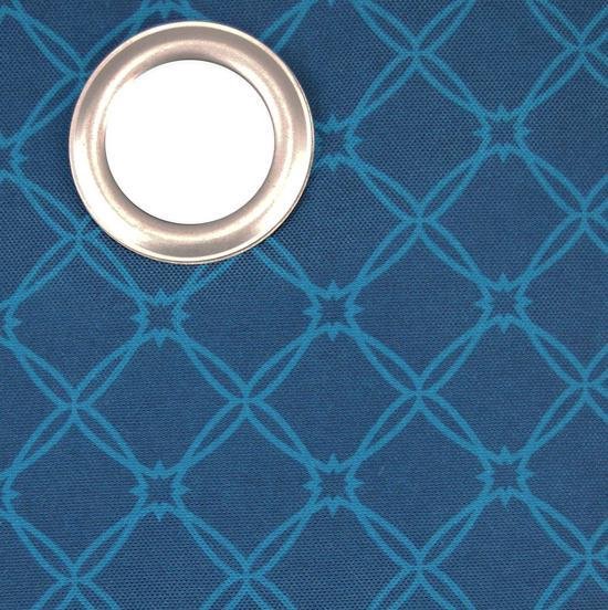 Luxe kant-en-klaar gordijn met print petrol blauw, dubbelpak (2 stuks) met ringen, 140x270cm - HOOMstyle