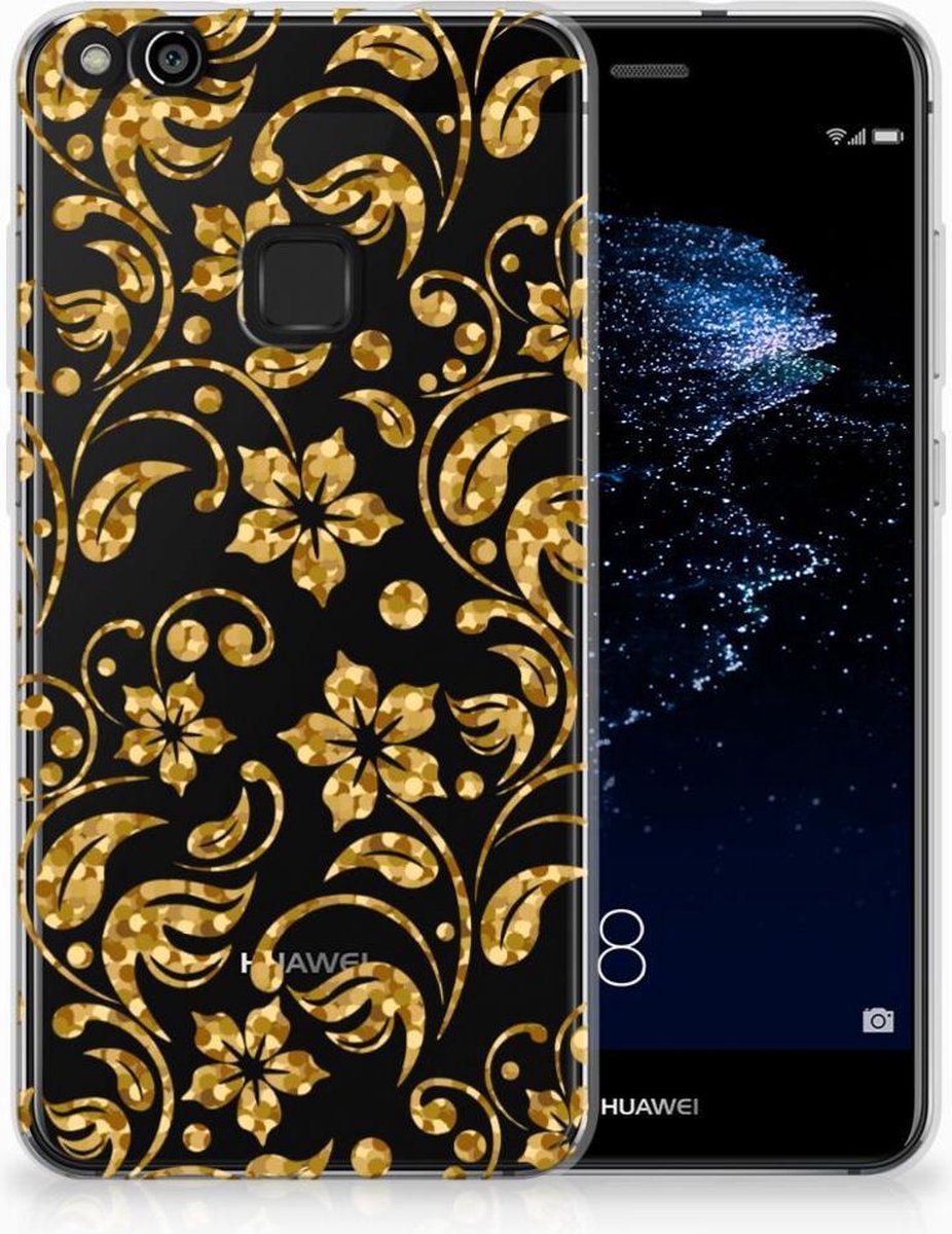 Huawei P10 Lite TPU Case Gouden Bloemen