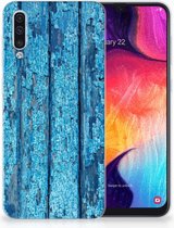 Geschikt voor Samsung Galaxy A50 TPU Hoesje Wood Blue