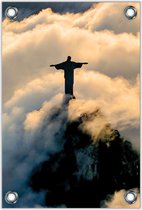 Tuinposter – Jezus Standbeeld in Rio de Janeiro– 80x120cm Foto op Tuinposter (wanddecoratie voor buiten en binnen)