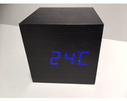 Houten wekker Cubique Zwart