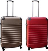 Travelerz kofferset 2 delig ABS groot - met cijferslot - 69 liter - rood – goud