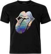 The Rolling Stones Heren Tshirt -L- Foil Tongue Zwart