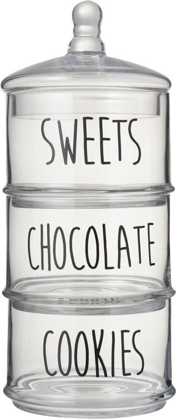 bijstand Afgekeurd Mechanica Snoeppot - Voorraadpot - 3 Niveaus - Cookies - Chocolate - Sweets - Glas -  Transparant... | bol.com