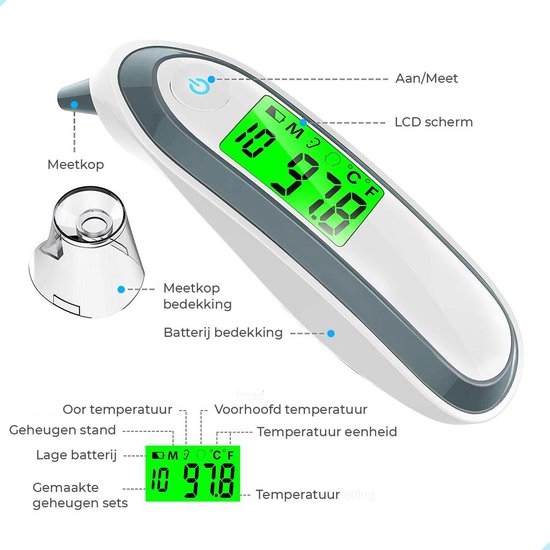 Datoza® infrarood voorhoofd en oor thermometer