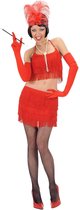 Widmann - Jaren 20 Danseressen Kostuum - Twintiger Jaren Rok En Top Rood Met Franjes Kostuum Vrouw - rood - Small - Carnavalskleding - Verkleedkleding