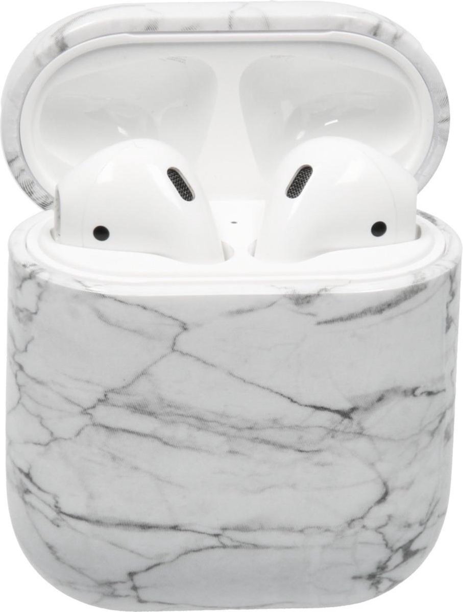 Airpods Marmer Case Cover - Beschermhoes - Wit - Geschikt voor Apple Airpods