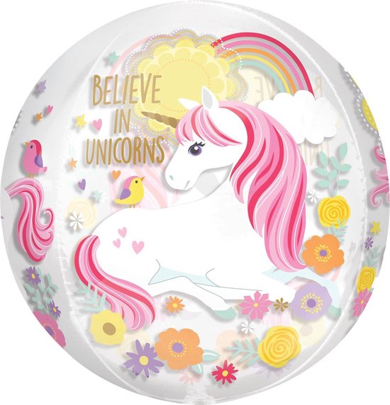 Magical Unicorn Orbz See-Thru ballon 38 x 40 cm.