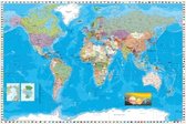 Poster wereldkaart/map kaart  61 x 91 cm - Reizen/wanderlust thema posters - Wanddecoratie/Muurdecoratie
