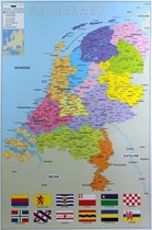 Poster Nederland provincie map kaart 61 x 91 cm - Aardrijkskunde/topografie thema posters - Wanddecoratie/Muurdecoratie