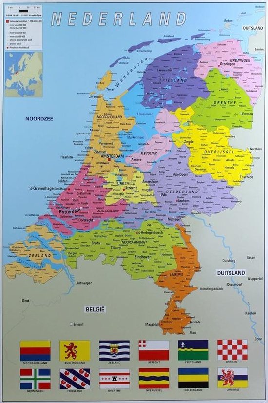 Poster Nederland Provincie Map Kaart 61 X 91 Cm - Aardrijkskunde/Topografie  Thema... | Bol.Com