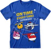 Super Wings - On Time, Every Time - Jongens T-Shirt Blauw -1-2 Jaar