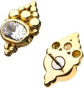 14 Karaat Gouden Threadless Oor Piercing  - Beaded Cluster