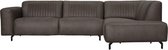 Loungebank Bolero chaise longue rechts - leer Kentucky antraciet 01 - 2,75 x 2,15 mtr breed