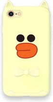 Speelse iPhone 7/8/SE 2020 TPU softcase - met ring - Zacht Geel - Yellow Duck - KAVARO DESIGN