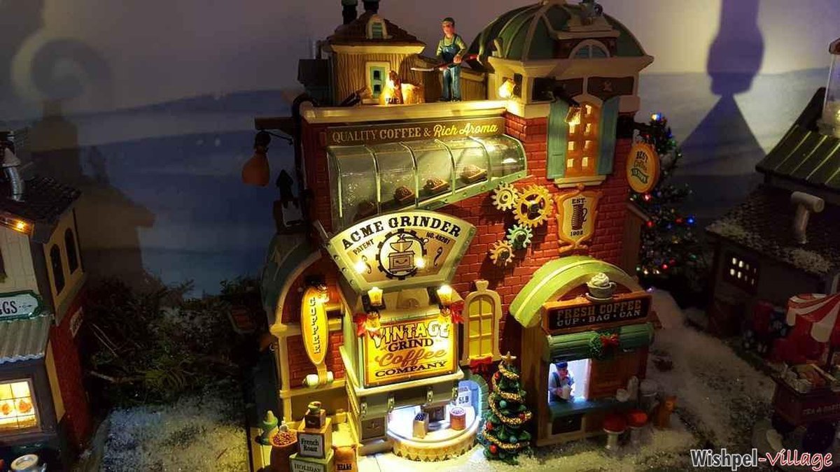 Lemax Vintage Grind Coffee Company With 4.5v Adapt Kersthuisjes