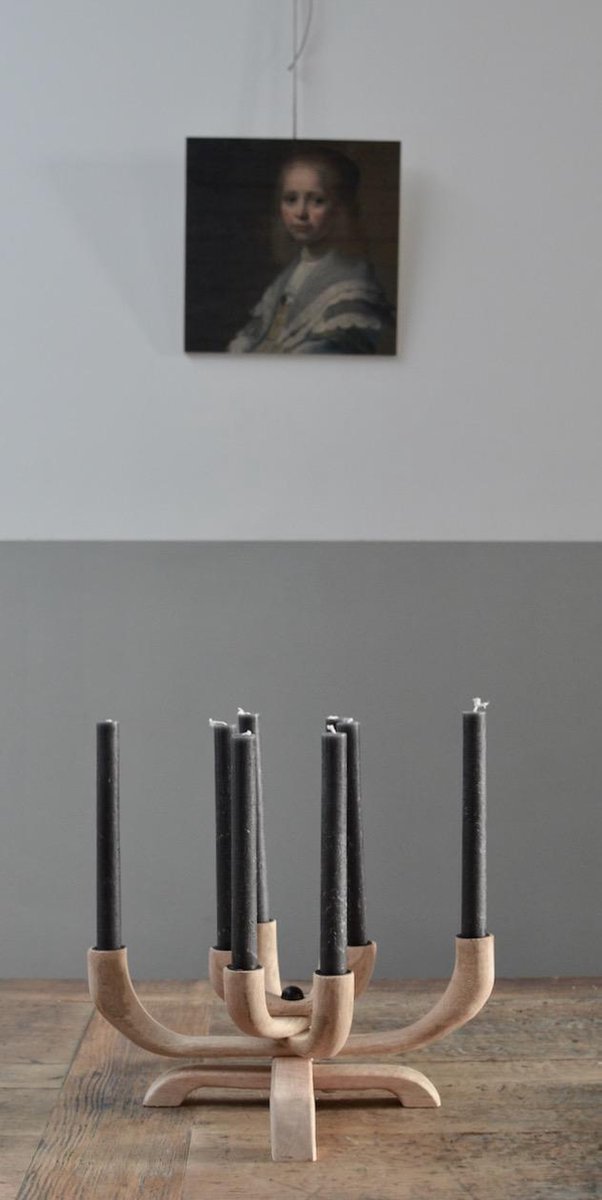hun mat Talloos Kandelaar 8-armig - Mangohout - 15 x 35 cm | bol.com