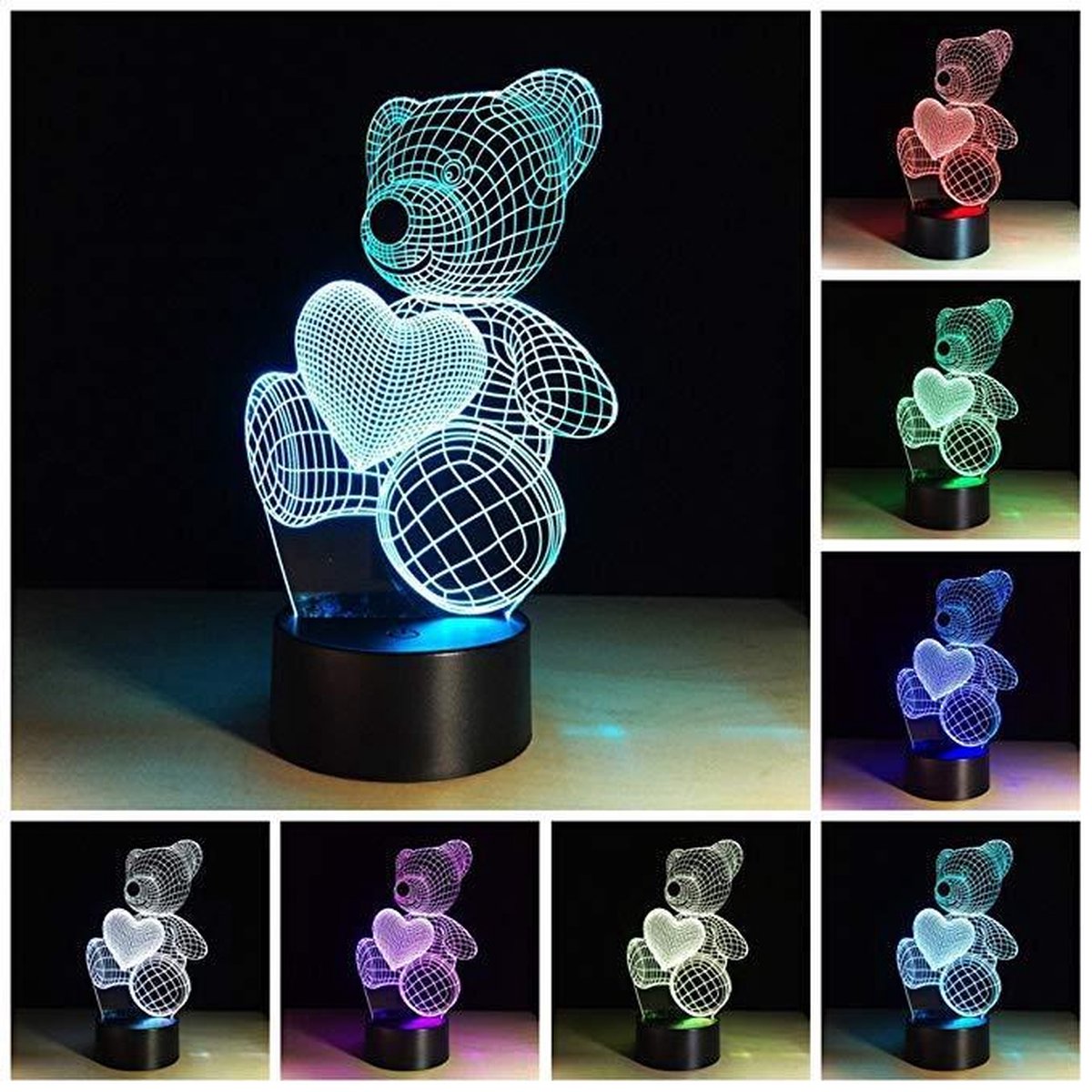 3D Nacht Lampje voor Kinderen Kinderlampje Kinder Nachtlampje Meerdere Kleuren