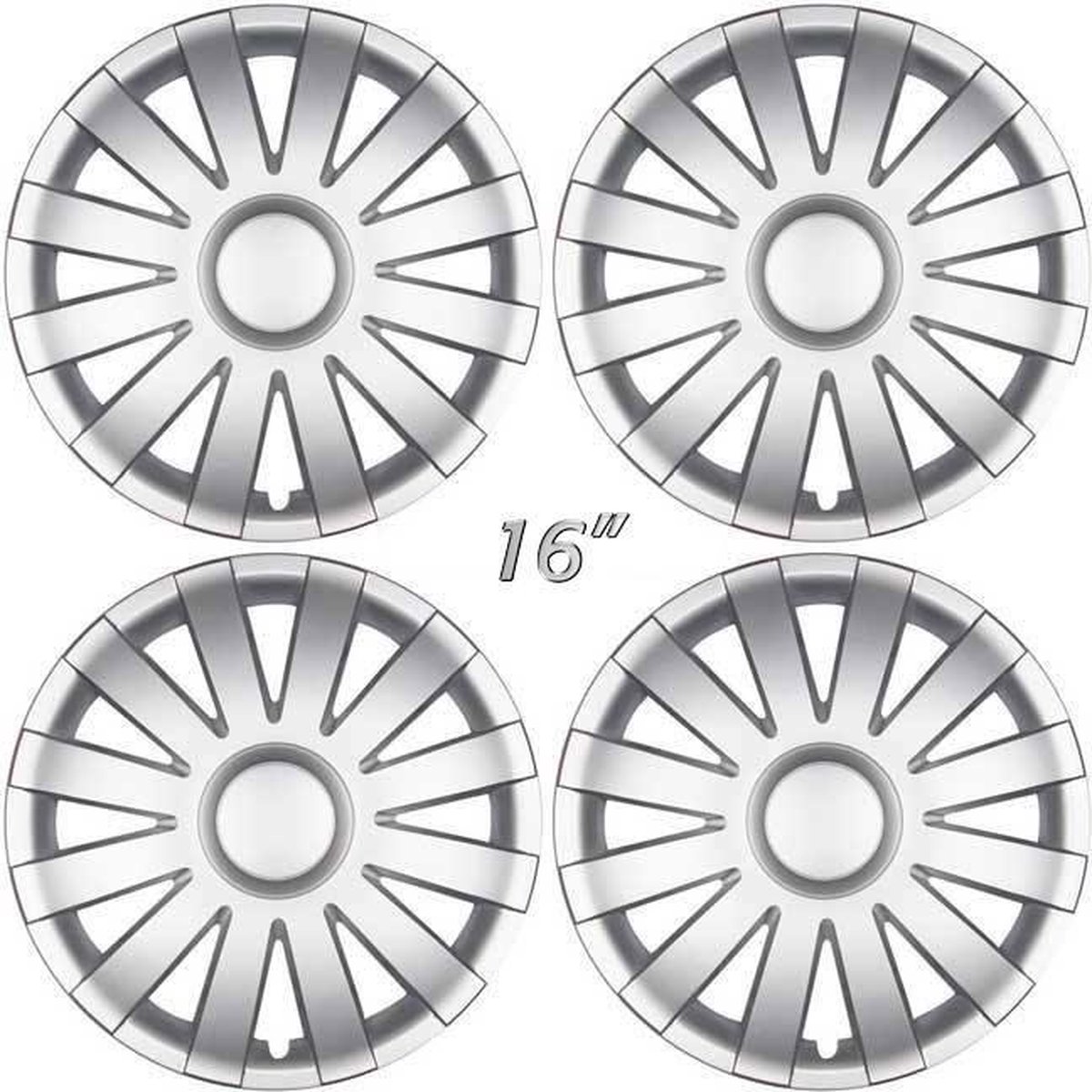 GoodGo Wieldoppen AGAT-S 16 inch zilver. Set a 4 stuks in doos (a.u.b. tekst lezen!)
