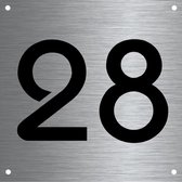 RVS huisnummer 12x12cm nummer 28