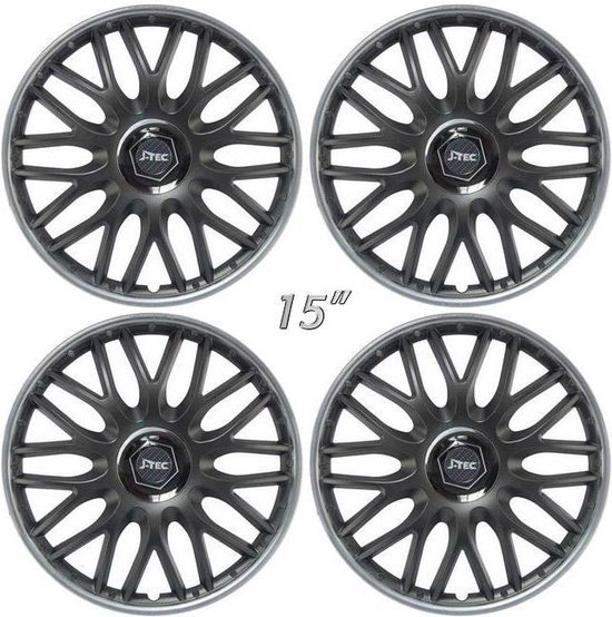 Trimak Wieldoppen, 15 inch, set van 4, zwart, ABS-kunststof, slagvast en hoogwaardig