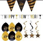 Versierings Pakket Happy New Year (S)  | Oud & Nieuw | Feestpakket | Happy New Year | Decoratie | Versiering | Letterslinger Metallic