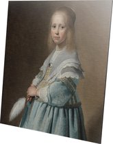 Portret van een meisje in het blauw | Johannes Cornelisz Verspronck | Aluminium | Schilderij | Wanddecoratie | 100 x 100