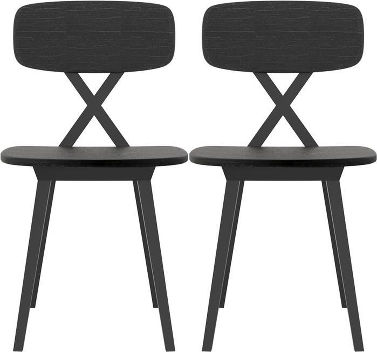 Qeeboo X Chair met Zitting Hout Zwart (set van 2 stuks)