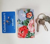 Toetie & Zo Sleuteletui en Pasjesmapje Bloem Blauw, sleutelmapje, sleutelhoes, sleutelhouder, sleuteltasje
