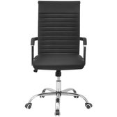 VidaXL Bureaustoel - Multiplex frame, PU bekleding en verchroomde basis - Zwart - 55x63 x (98,5-106,5) cm