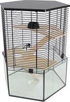 Interzoo Vision Hexo Hamsterkooi excl. standaard - Zwart - 38x44,5 cm