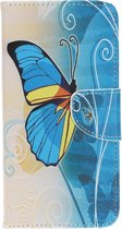 Book Case - Geschikt voor iPhone 11 Pro Max Hoesje - Blauwe Vlinder