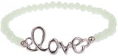 Behave® Elastische Love Armband met Facet Geslepen Groene Glaskraaltjes