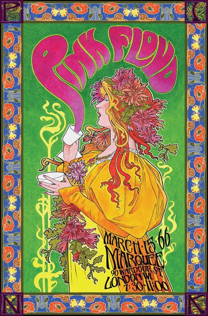 Posterpoint Pink Floyd poster - Vintage - Rock - Roger Waters - Retro Marquee 66 Bob Masse - Kunst - Muziek - 61 x 91.5 cm multicolor