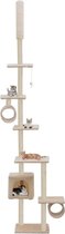 Hoge Kattenkrabpaal (incl kattenspeelstok) 260cm beige - Krabpaal katten - Katten Krabpaal