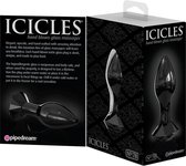 Icicles – Glazen Buttplug met Diamanten Edelsteen als Stop 9 cm Verwarmbaar – Zwart