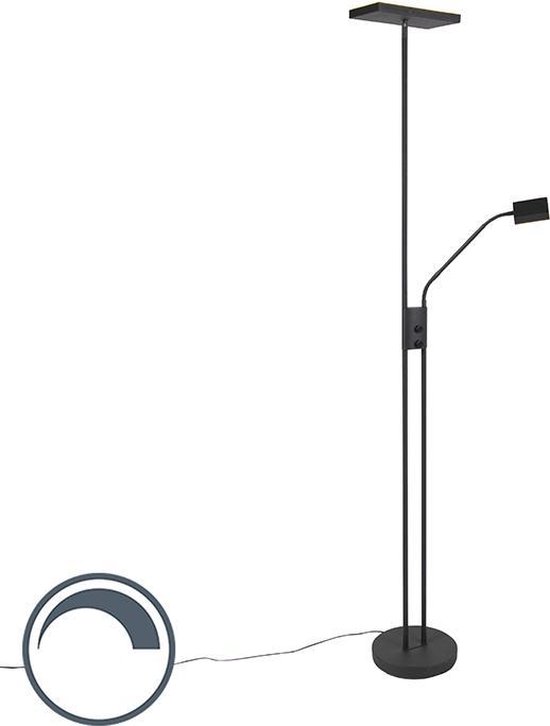 plug Excentriek Kudde QAZQA jazzy - Moderne LED Dimbare Vloerlamp | Staande Lamp met Dimmer met  leeslamp - 1... | bol.com