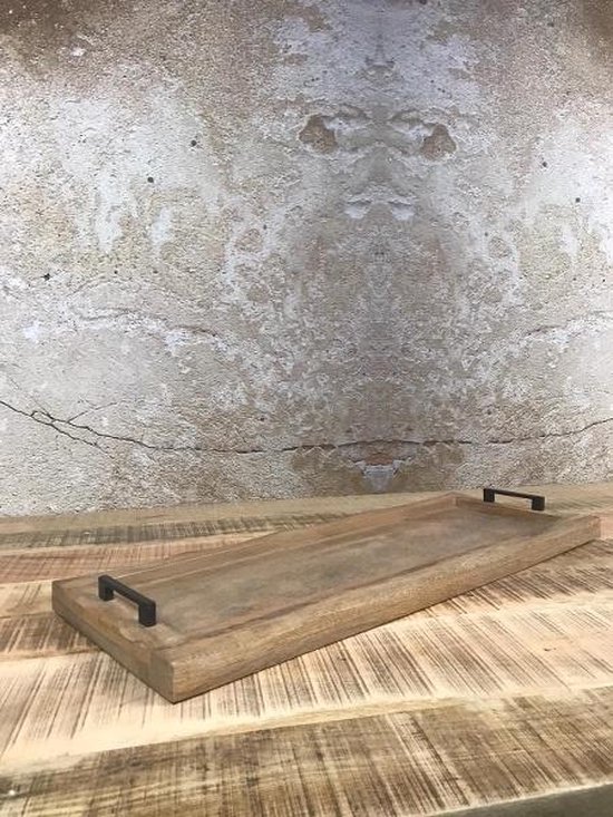 Groot houten dienblad - warm bruin - mangohout - 80x30 cm | bol.com