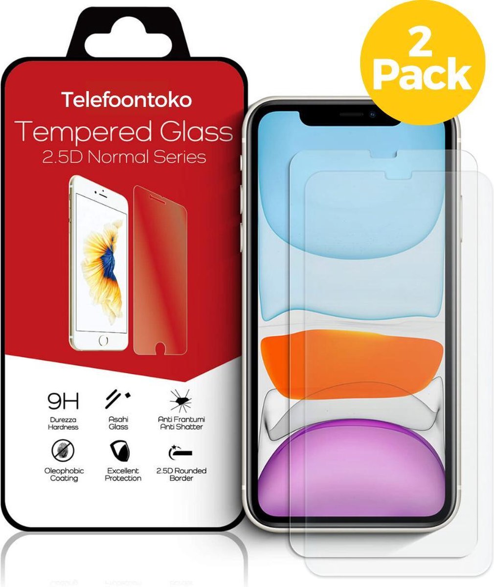 iPhone XR en iPhone 11 Glazen Screenprotector 2 Stuks | Gehard Beschermglas | Tempered Glass