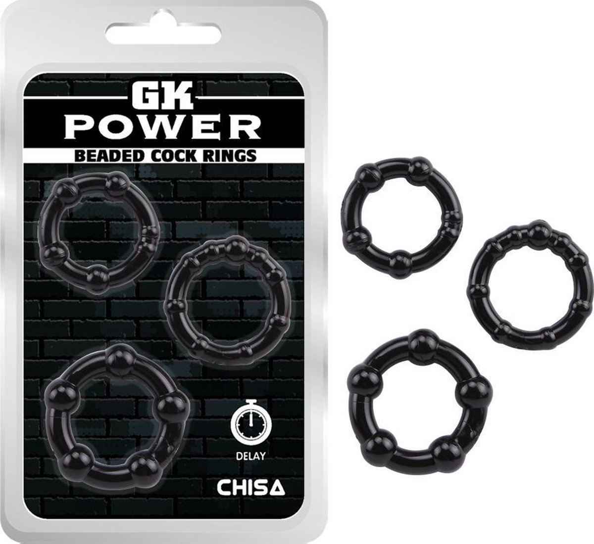GK Power - Beaded Cockringen Set - 3 stuks - Zwart