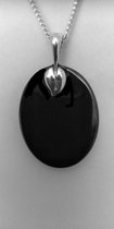 Hematiet hanger met zilver blad en ketting